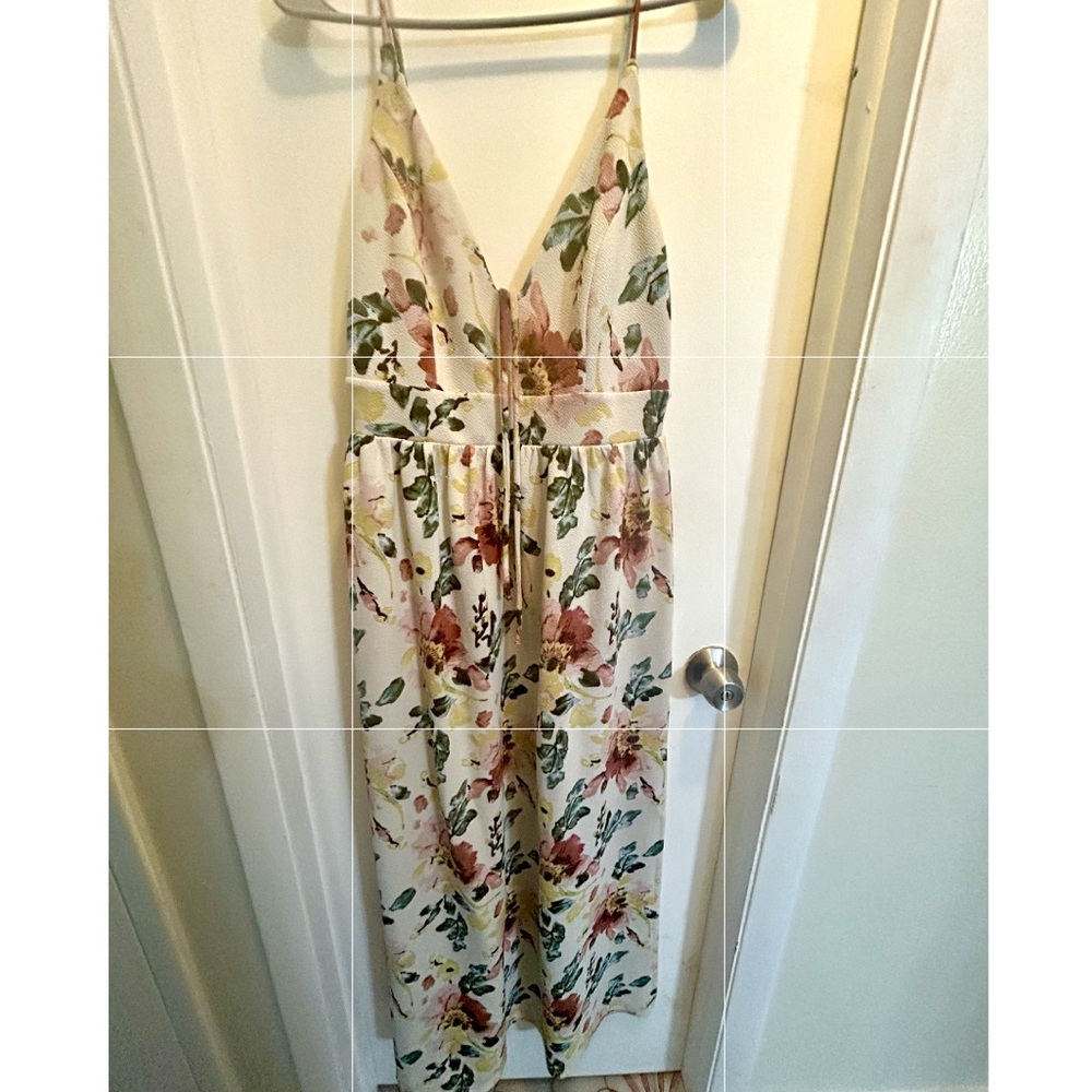 Floral Maxi Dress - Cream with Multicolor Print